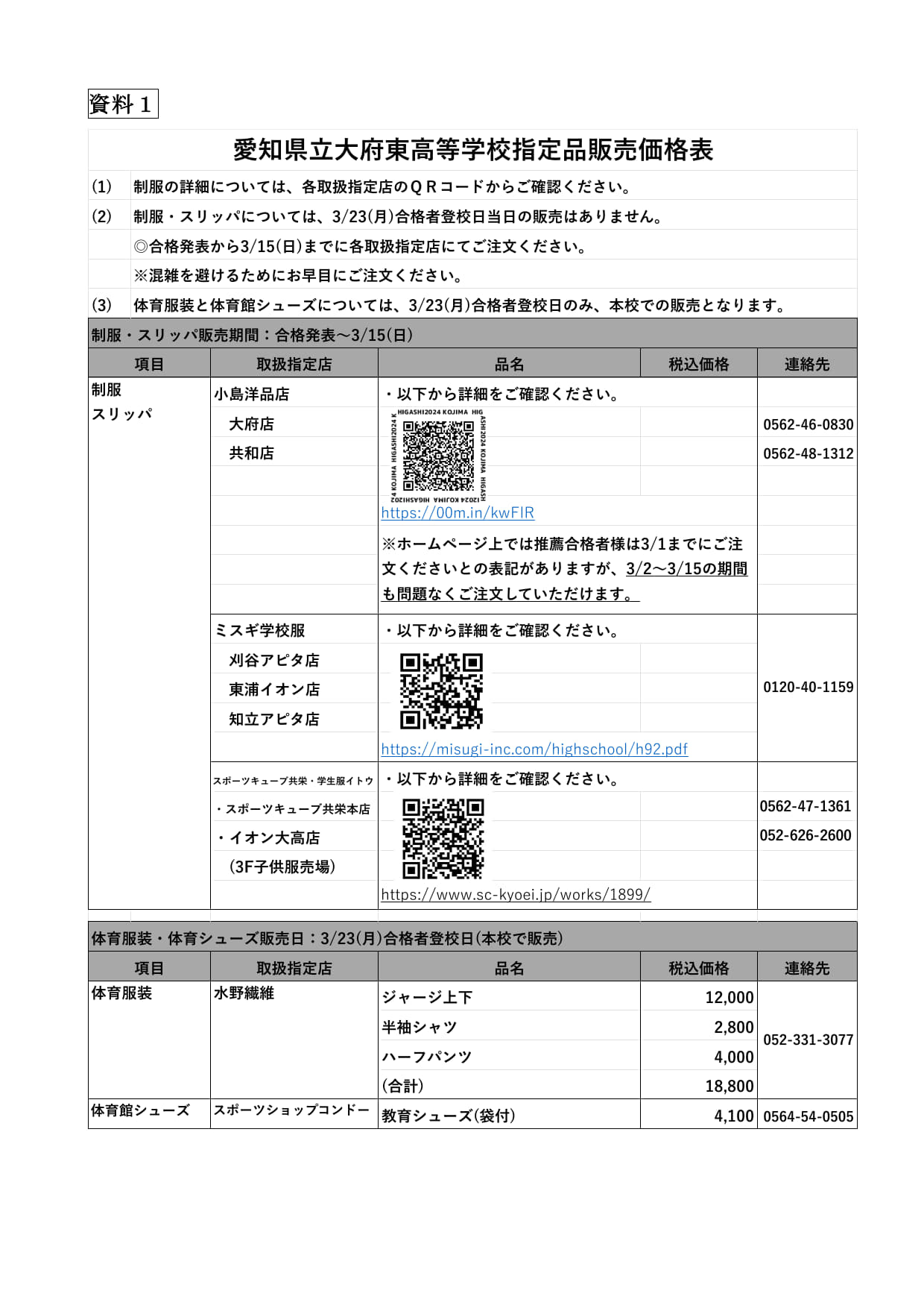 合格者登校日以前にしていただくこと 及び 合格者登校日の日程について